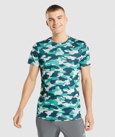 Gymshark Arrival Men's T Shirts Turquoise | UAE-80JNEQ