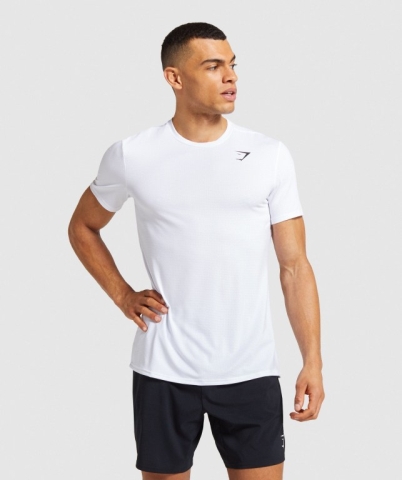 Gymshark Arrival Men's T Shirts White | UAE-50ZJAX