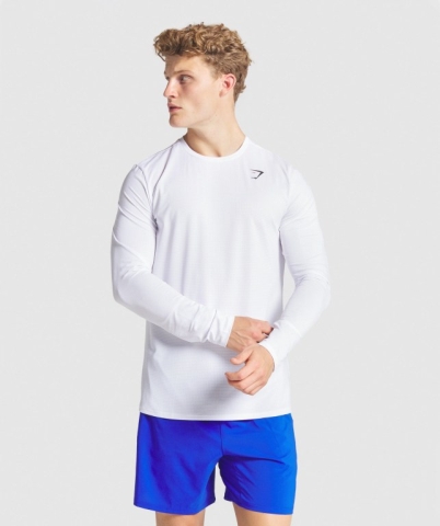 Gymshark Arrival Men's T Shirts White | UAE-51YERU