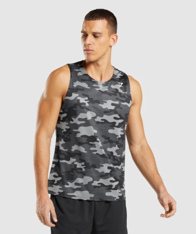 Gymshark Arrival Men's Tank Tops Grey | UAE-06ASBX