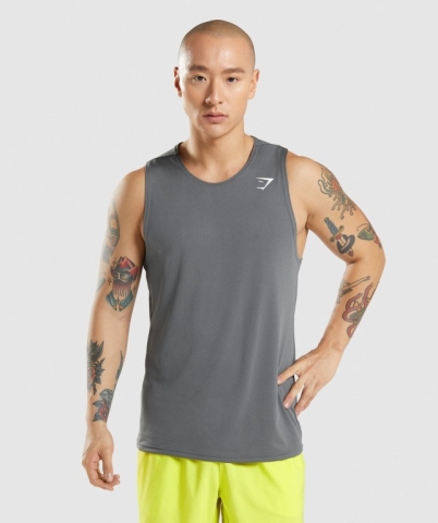 Gymshark Arrival Men's Tank Tops Grey | UAE-95ICEL