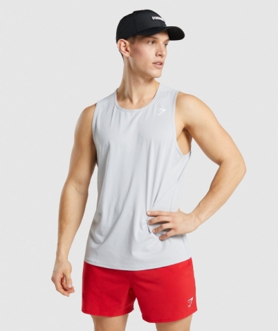 Gymshark Arrival Men's Tank Tops Light Grey | UAE-73UCBR