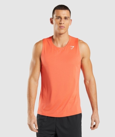 Gymshark Arrival Men's Tank Tops Orange | UAE-53XBIN