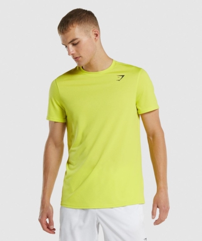 Gymshark Arrival Regular Fit Men's T Shirts Yellow | UAE-53CIHQ