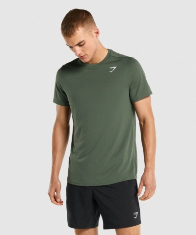 Gymshark Arrival Regular Fit Men's T Shirts Green | UAE-98XULN