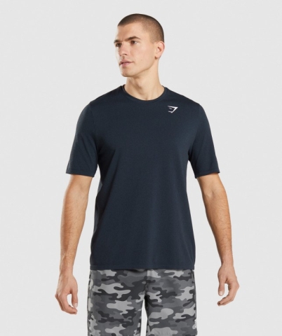 Gymshark Arrival Seamless Men's T Shirts Navy | UAE-45RSGE