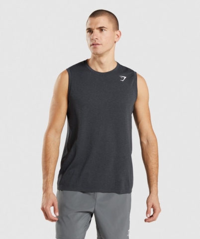 Gymshark Arrival Seamless Men's Tank Tops Black | UAE-96FWHZ