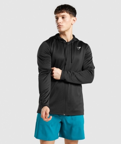 Gymshark Arrival Zip Up Men's Hoodies Black | UAE-24XNMU