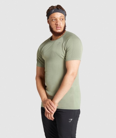 Gymshark Aspect Lightweight Seamless Men's T Shirts Light Green | UAE-68HQGY