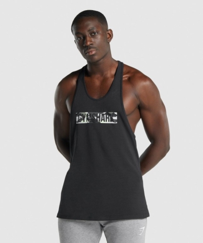 Gymshark Block Infill Men's Tank Tops Black | UAE-56TNBM