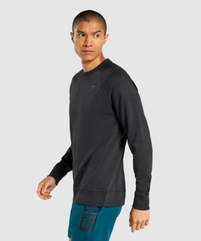 Gymshark Bold Crew Men's Hoodies Black | UAE-76LIGR