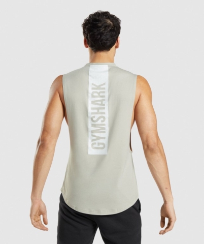 Gymshark Bold Drop Arm Men's Tank Tops Grey | UAE-69OCWM