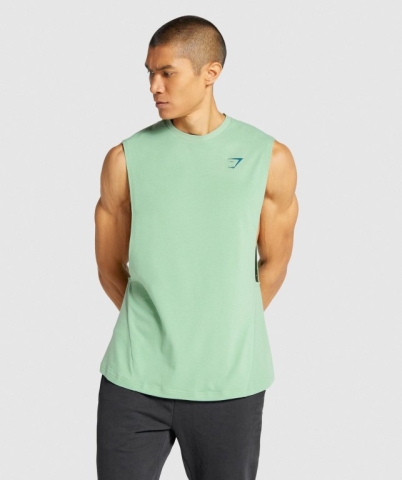 Gymshark Bold Drop Arm Men's Tank Tops Green | UAE-92DEZC