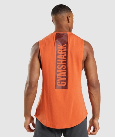 Gymshark Bold Drop Arm Men's Tank Tops Orange | UAE-43PUHX