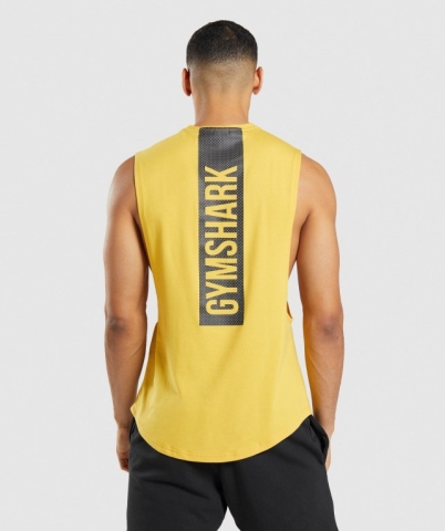 Gymshark Bold Drop Arm Men's Tank Tops Yellow | UAE-10QUST