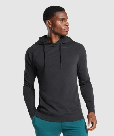 Gymshark Bold Men's Hoodies Black | UAE-03NVQG