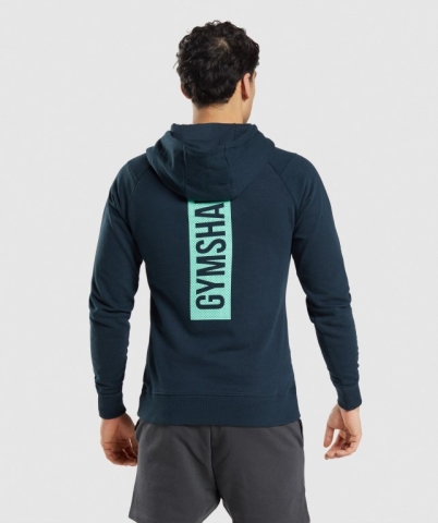 Gymshark Bold Men's Hoodies Navy | UAE-32IRYV