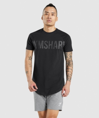 Gymshark Bold Men's T Shirts Black / Black | UAE-92FHXN