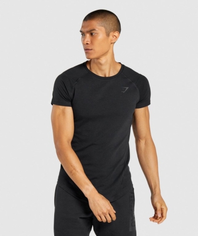 Gymshark Bold Men's T Shirts Black | UAE-15WCNF