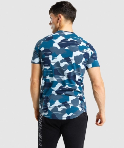 Gymshark Bold Men's T Shirts Camo / White | UAE-80DSGX