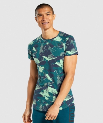 Gymshark Bold Men's T Shirts Green | UAE-63FDLC