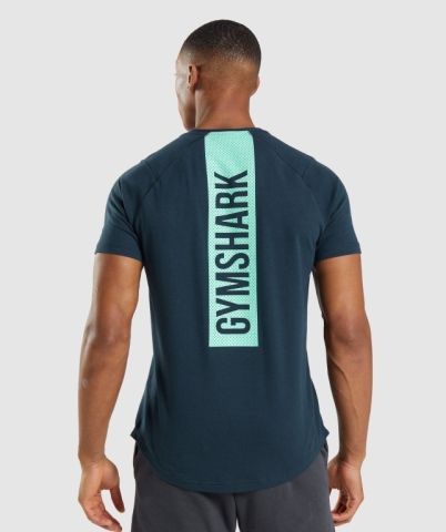 Gymshark Bold Men's T Shirts Navy | UAE-78KSUB