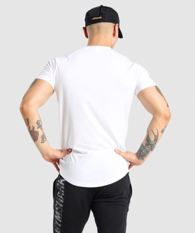 Gymshark Bold Men's T Shirts White / Camo | UAE-20QGSB