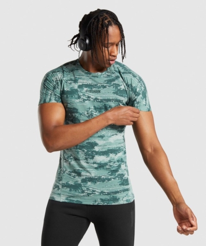 Gymshark Chalk Men's T Shirts Light Green | UAE-41CQFI