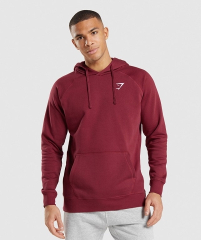 Gymshark Crest Men's Hoodies Burgundy Red | UAE-13YDFC