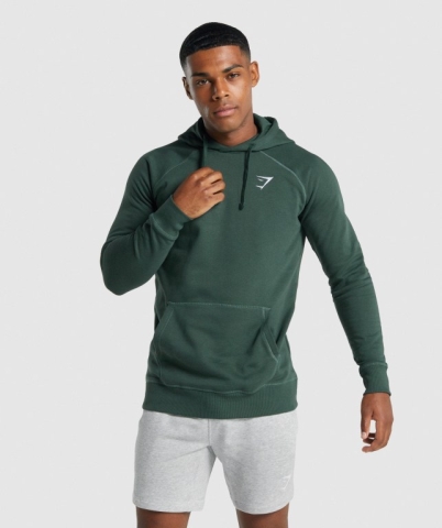 Gymshark Crest Men's Hoodies Dark Green | UAE-84ULVB