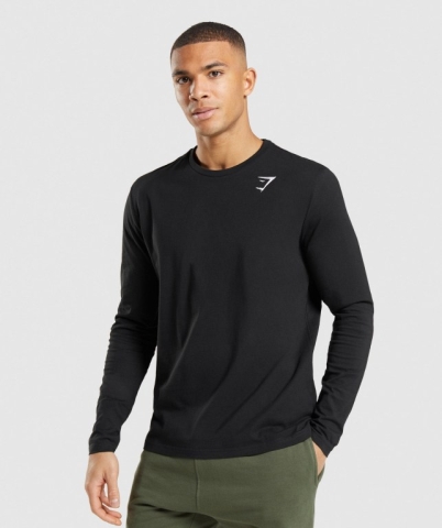 Gymshark Crest Men's T Shirts Black | UAE-86SPQE