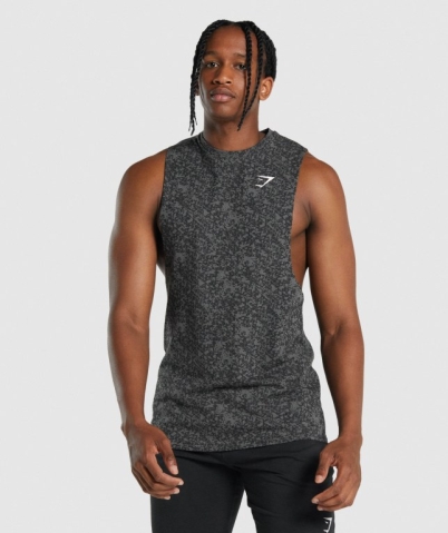 Gymshark Critical 2.0 Drop Arm Men's Tank Tops Grey | UAE-68UYFA