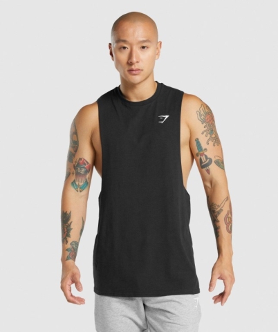 Gymshark Critical 2.0 Drop Arm Men's Tank Tops Black | UAE-90NOHV