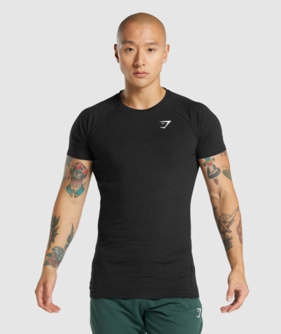 Gymshark Critical 2.0 Men's T Shirts Black | UAE-72QUZA