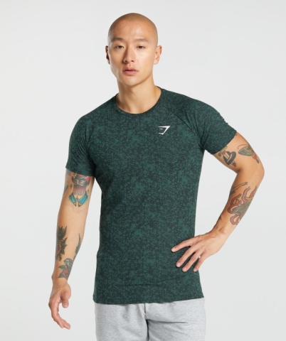 Gymshark Critical 2.0 Men's T Shirts Dark Green | UAE-26FZUB