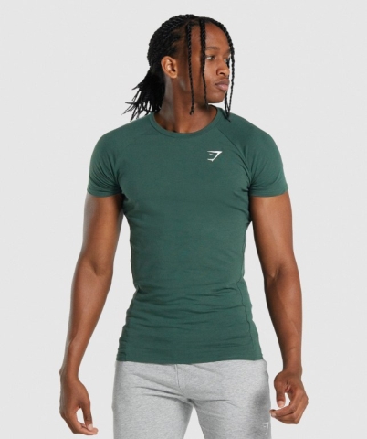 Gymshark Critical 2.0 Men's T Shirts Dark Green | UAE-93DRZX