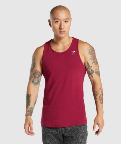 Gymshark Critical 2.0 Men's Tank Tops Burgundy | UAE-31LERP