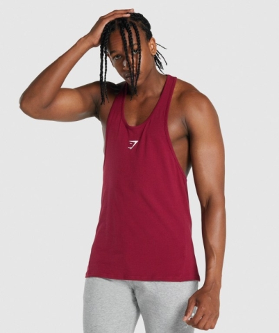 Gymshark Critical 2.0 Men's Tank Tops Burgundy | UAE-76HOZX