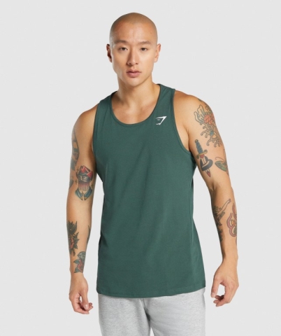 Gymshark Critical 2.0 Men's Tank Tops Dark Green | UAE-26LMRA