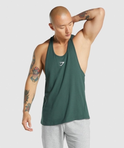 Gymshark Critical 2.0 Men's Tank Tops Dark Green | UAE-73QWUR