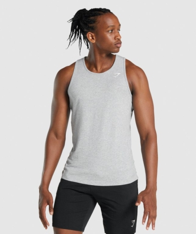 Gymshark Critical 2.0 Men's Tank Tops Light Grey | UAE-84AOKD