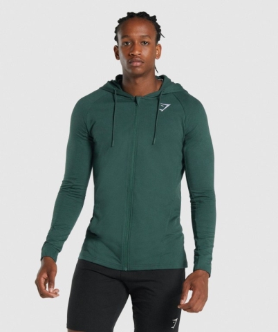 Gymshark Critical 2.0 Zip Up Men's Hoodies Dark Green | UAE-36OYPL