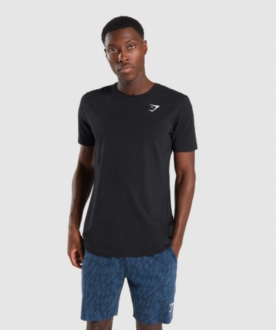 Gymshark Critical Men's T Shirts Black | UAE-15BXQR