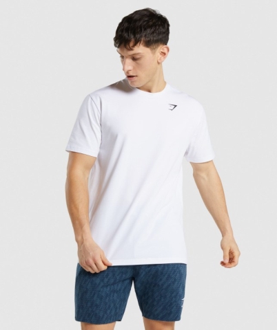 Gymshark Critical Regular Fit Men's T Shirts White | UAE-28WXLC