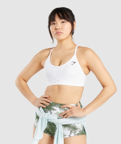 Gymshark DNU Women's Sports Bra White | UAE-76TFDO