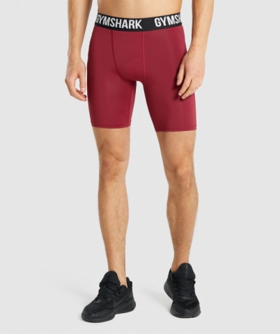 Gymshark Element Baselayer Men's Shorts Burgundy | UAE-35FWPS