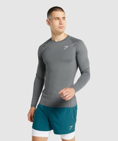 Gymshark Element Baselayer Men's T Shirts Grey | UAE-35MLRA