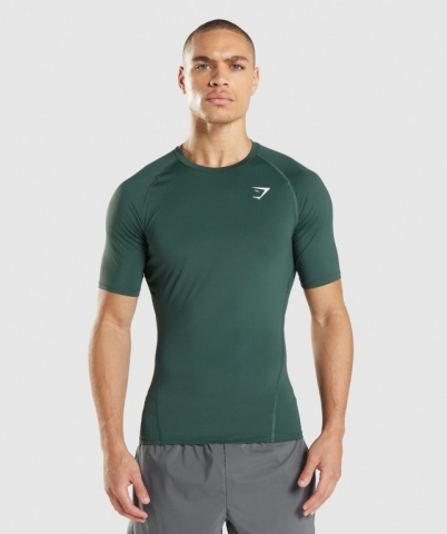 Gymshark Element Baselayer Men's T Shirts Dark Green | UAE-84GCSB