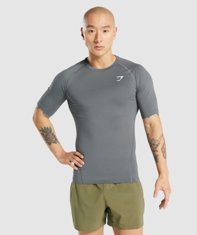 Gymshark Element Baselayer Men's T Shirts Grey | UAE-86DBLI