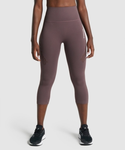 Gymshark Energy Seamless Cropped High Waisted Women's Leggings Brown | UAE-48CPMH